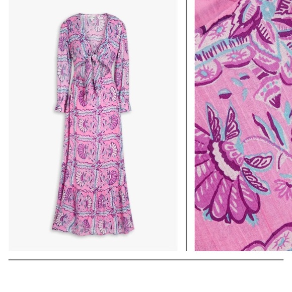 Free People ANTIK BATIK Hupa Gathered Printed Cotton-Voile Maxi Dress XS - Picture 2 of 7